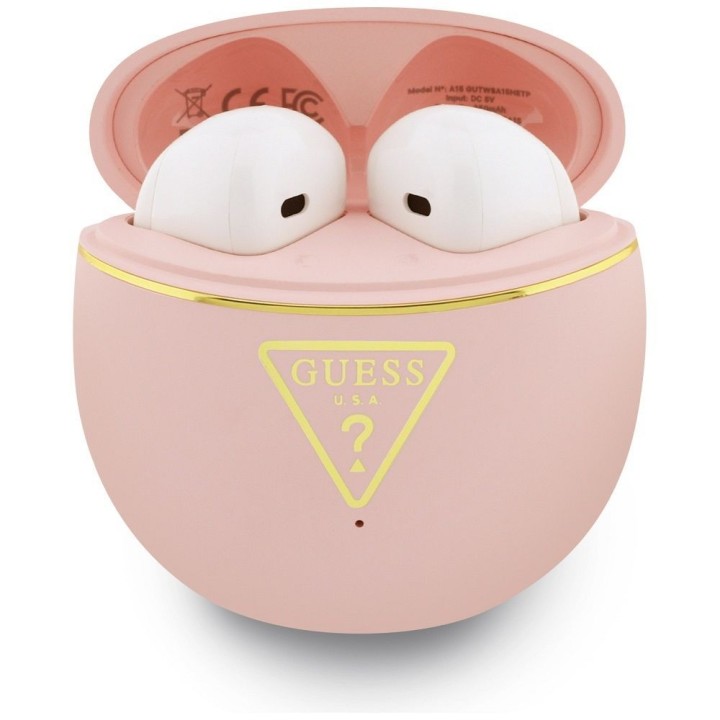 Wireless in-ear headphones Guess TWS GUTWSA15HETP (Small Round Script Print) pink