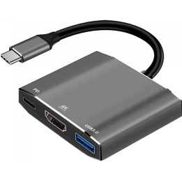 Адаптер HUB 3 в 1 USB C ART OEM-C17 сріблястий