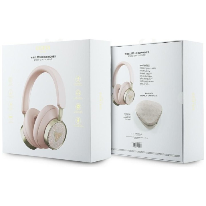 Wireless on-ear headphones Guess ENC GUBHC15P4MRCTP (4G Triangle Logo) pink