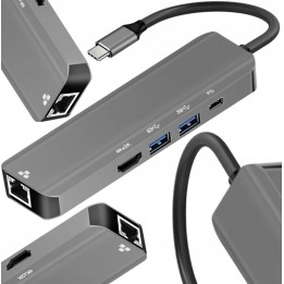 Adapter HUB 5-in-1 USB C ART OEM-C15-1 silver