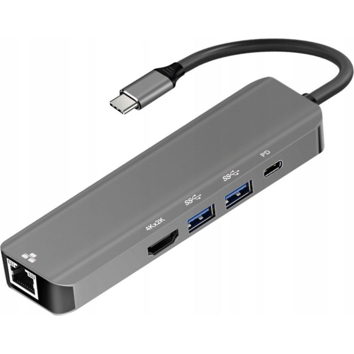 Adapter HUB 5-in-1 USB C ART OEM-C15-1 silver
