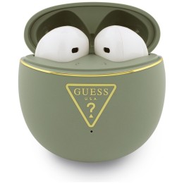 Słuchawki bezprzewodowe douszne Guess TWS GUTWSA15HETN (Small Round Script Print) khaki