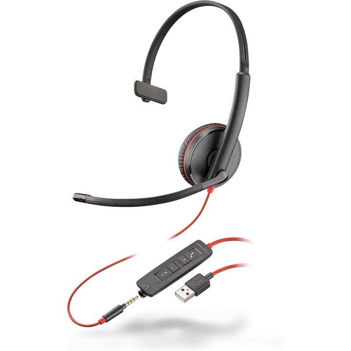 Дротові накладні навушники Jack 3,5 mm / USB A Poly Blackwire C3215 чорні
