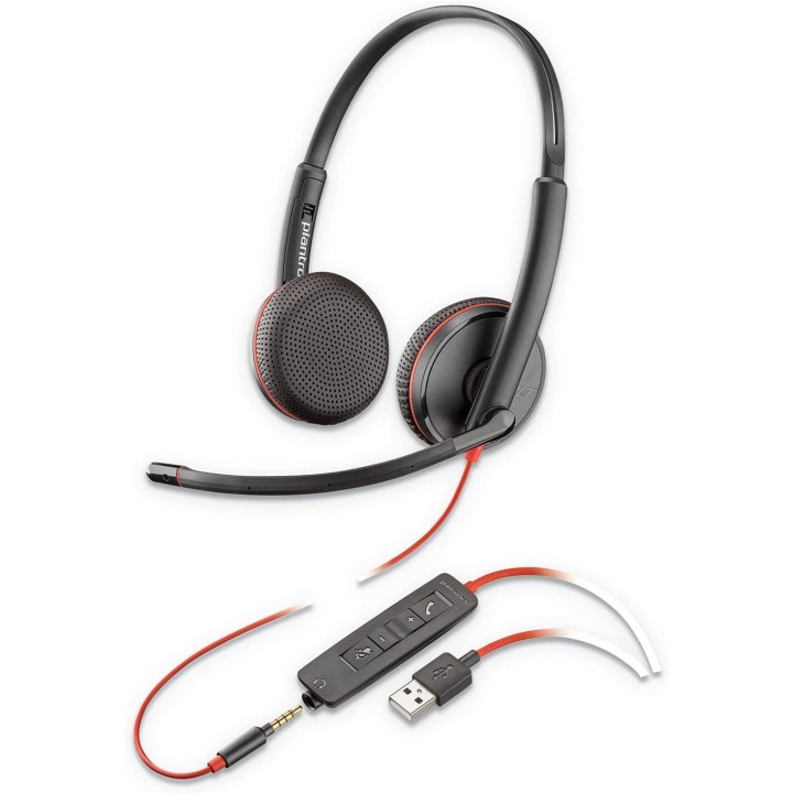 Дротові накладні навушники Jack 3,5 mm / USB A Poly Blackwire C3225 чорні