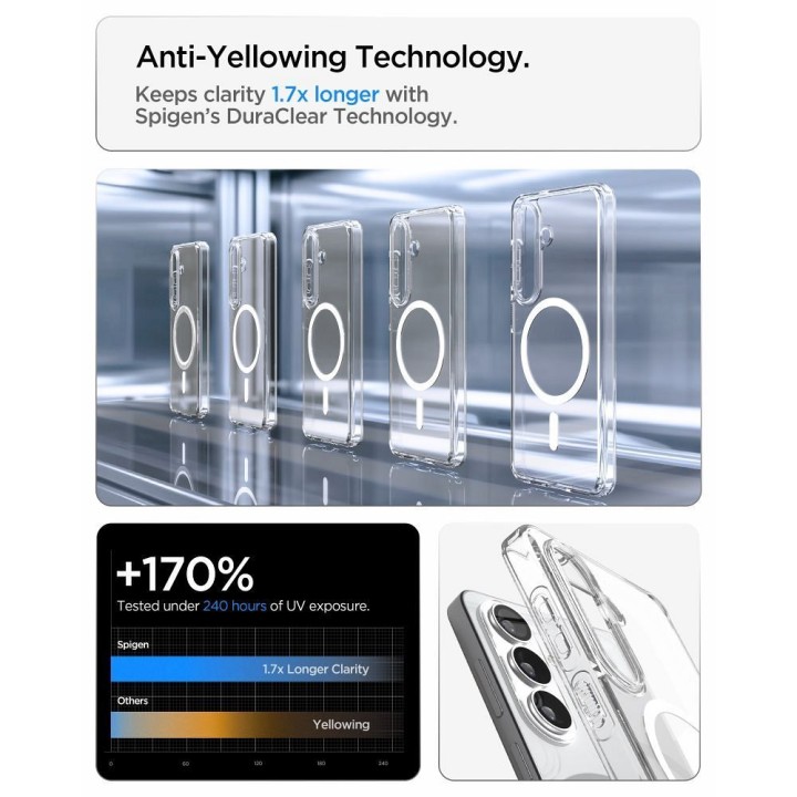 SPIGEN case ULTRA HYBRID MAG compatible with MagSafe for S26 clear / white