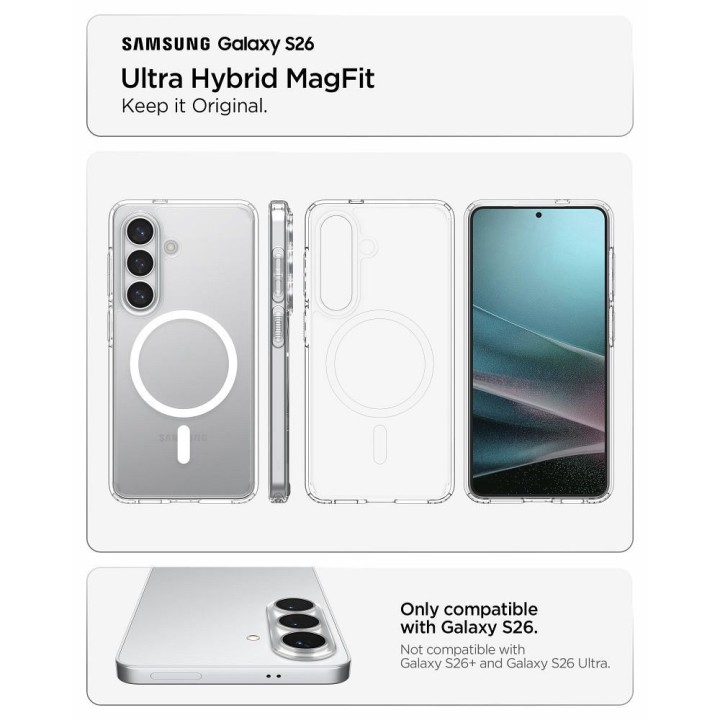 SPIGEN чохол ULTRA HYBRID MAG сумісний з MagSafe для S26 clear / білий