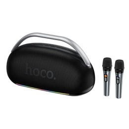 Беспроводная колонка 300W 8h + 2 x беспроводные микрофоны Hoco HT2 черная