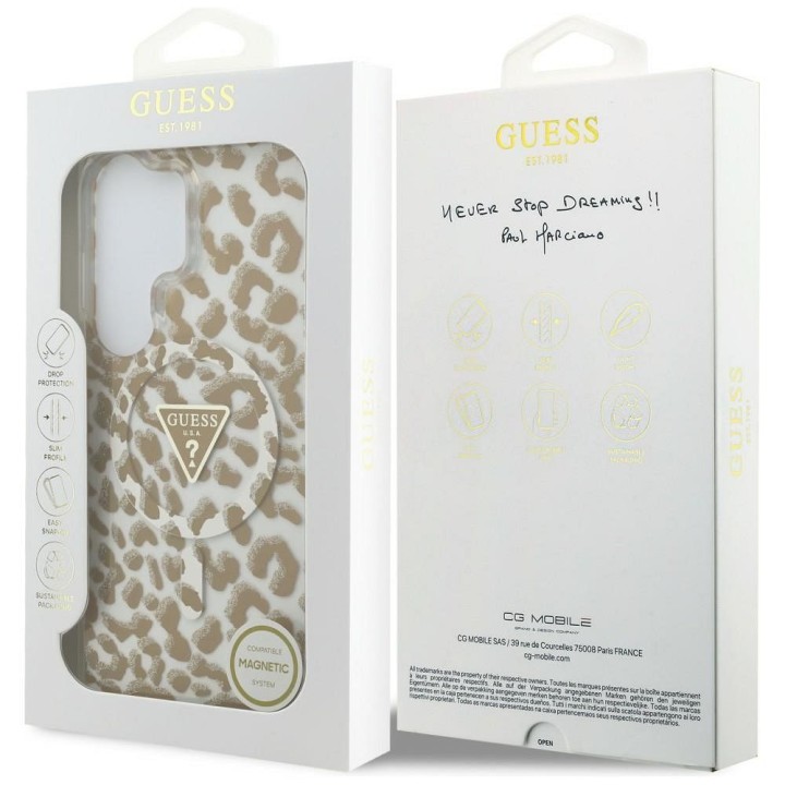 GUESS case for SAMSUNG S26 Ultra GUHMS26LHLEGTGLW (Magnetic IML Leopard Print Triangle) brown