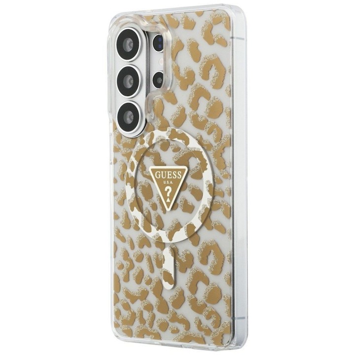 GUESS чехол для SAMSUNG S26 Ultra GUHMS26LHLEGTGLW (Magnetic IML Leopard Print Triangle) коричневый