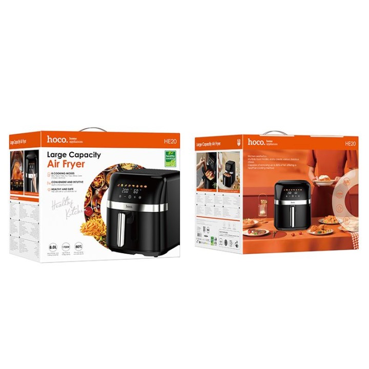 Аэрогриль Air Fryer Hoco с сенсорным экраном 8L 1700W HE20 черный