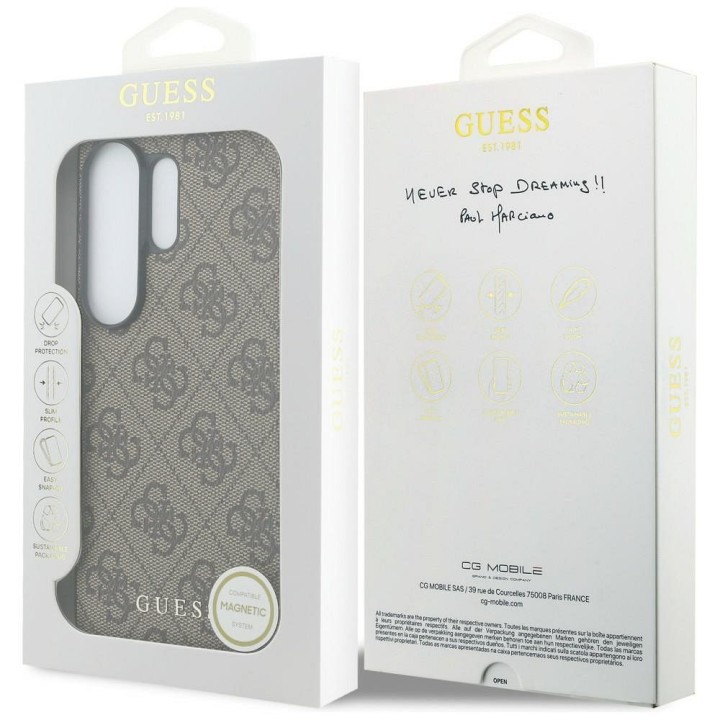 GUESS case for SAMSUNG S26 Ultra GUHMS26LGF4GBR (PU 4G Classic Logo with Charm) brown