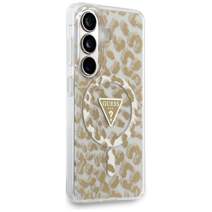 GUESS чехол для SAMSUNG S26 GUHMS26SHLEGTGLW (Magnetic IML Leopard Print Triangle) коричневый
