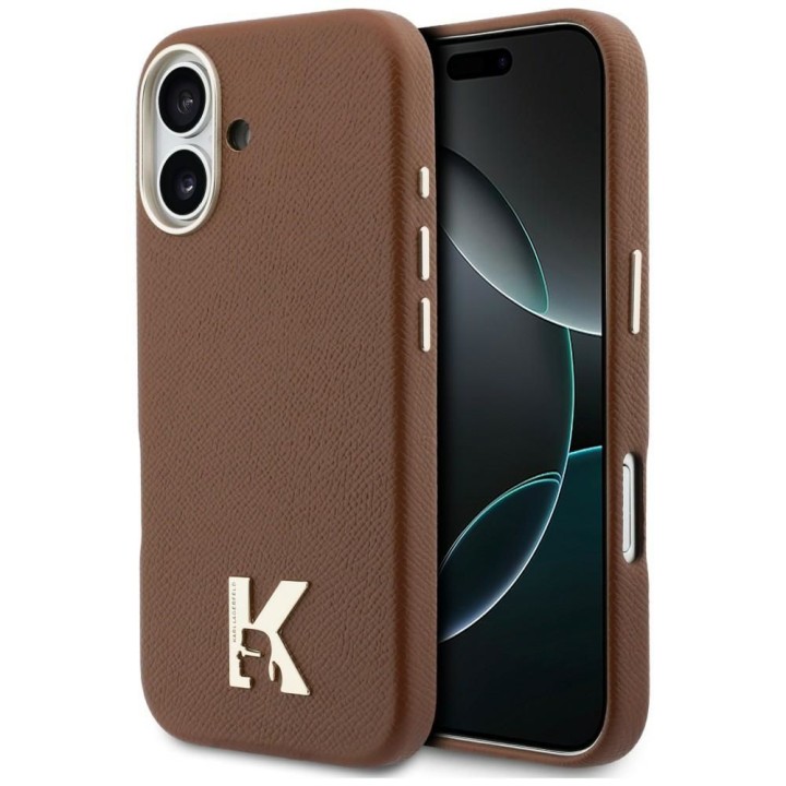 KARL LAGERFELD чехол для IPHONE 17 совместимый с MagSafe KLHMP17S5PGFKHGW (Karl Head Logo) коричневый