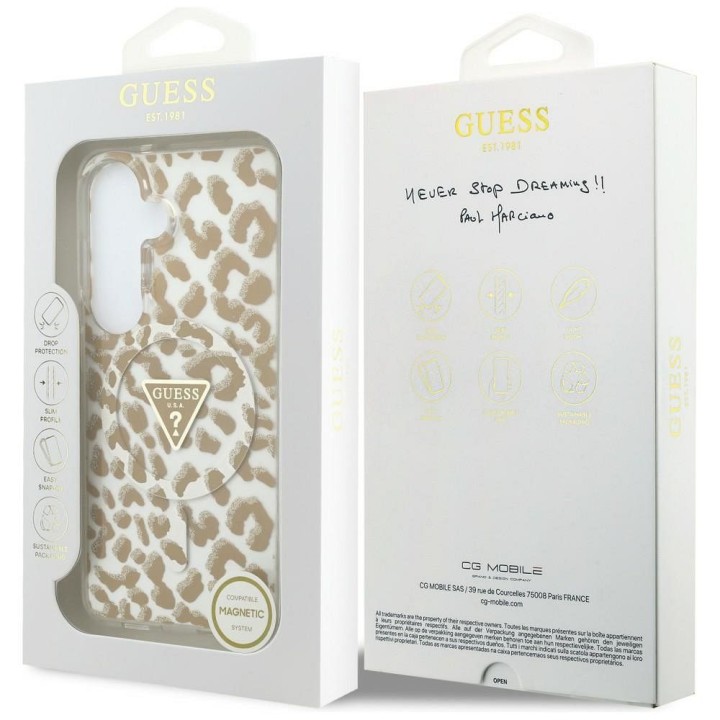GUESS чохол для SAMSUNG S26 GUHMS26SHLEGTGLW (Magnetic IML Leopard Print Triangle) коричневий