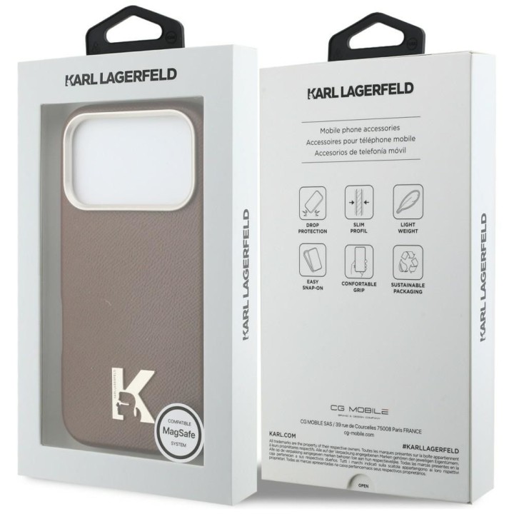 KARL LAGERFELD case for IPHONE 17 Pro Max compatible with MagSafe KLHMP17X5PGFKHGW (Karl Head Logo) brown