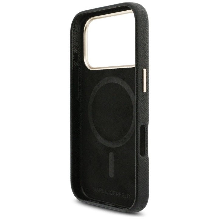 KARL LAGERFELD case for IPHONE 17 Pro compatible with MagSafe KLHMP17L5PGFKHGK (Karl Head Logo) black