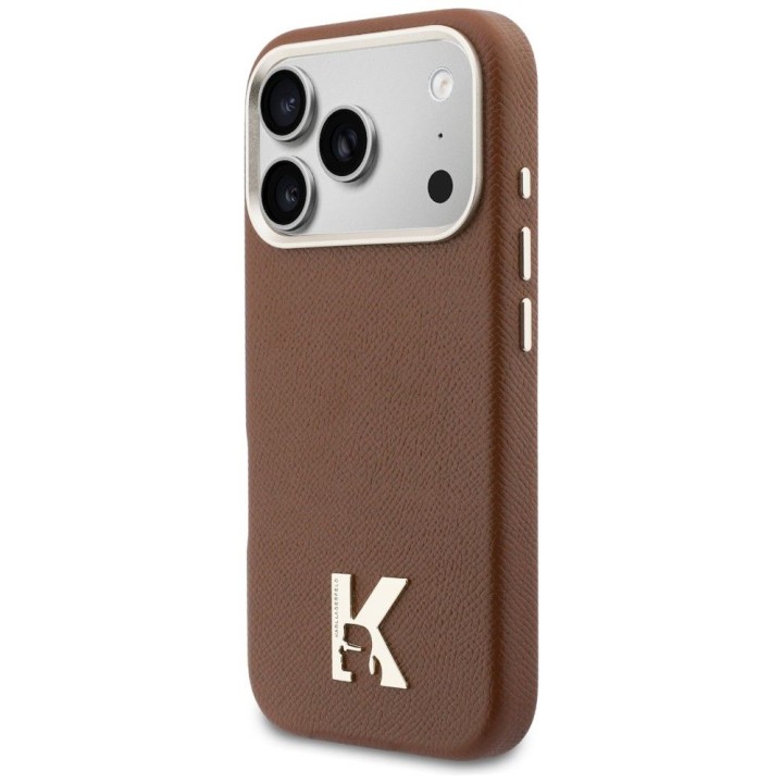 KARL LAGERFELD case for IPHONE 17 Pro Max compatible with MagSafe KLHMP17X5PGFKHGW (Karl Head Logo) brown