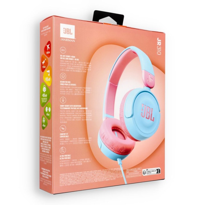 Wired headphones with headband JBL JR310 pink-blue
