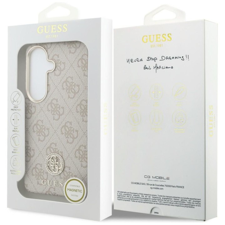 GUESS чохол для SAMSUNG S26 GUHMS26SP4GRMDEP (4G Rhinestone Round Logo MagSafe) рожевий