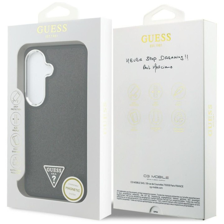 GUESS чехол для SAMSUNG S26 GUHMS26SPFGTSCMK (Fixed Glitter Triangle MagSafe) черный
