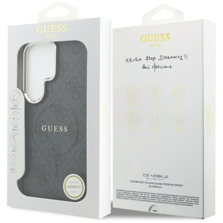 GUESS чехол для SAMSUNG S26 Ultra GUHMS26LP4MSEGCK (4G Embossed Ring MagSafe) черный