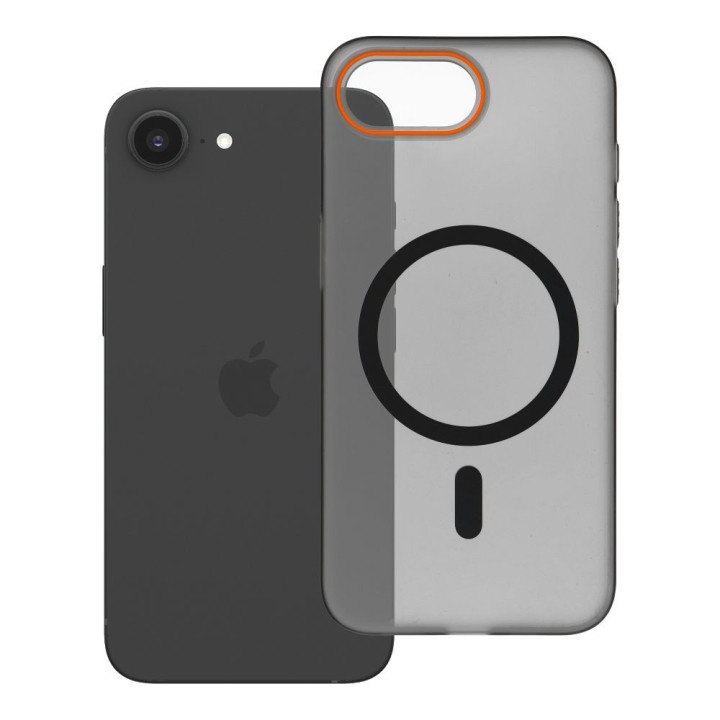 Case for iPhone 16e (SE4 2025) / 17e Go Orange MagSafe compatible black