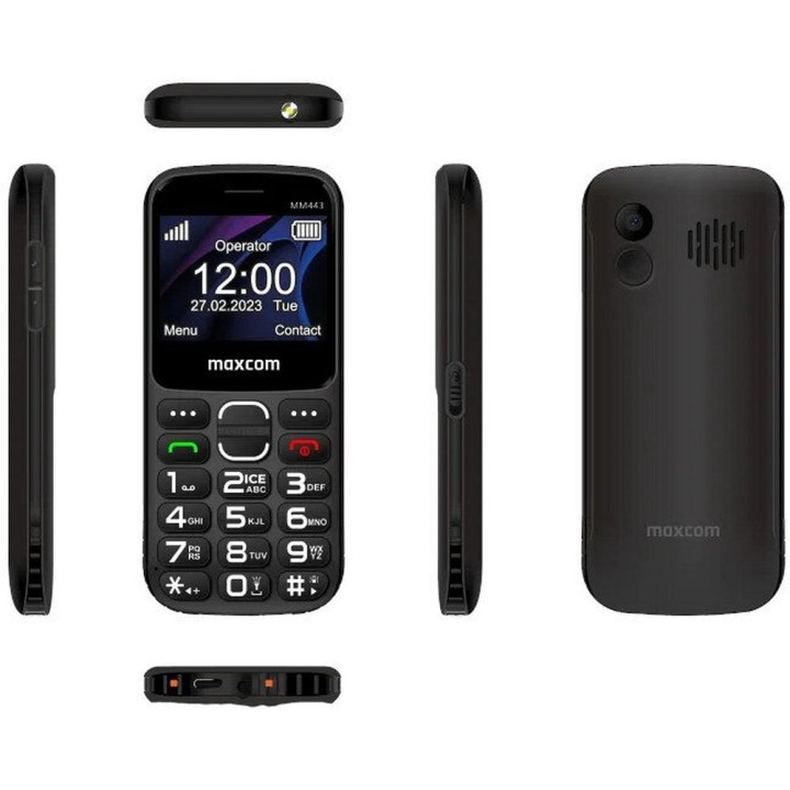 MAXCOM telefon dla seniora MM443 czarny