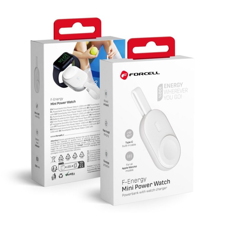 Повербанк для Apple Watch Forcell F-Energy Mini Power Watch 1A 2,5W 1200 mAh білий