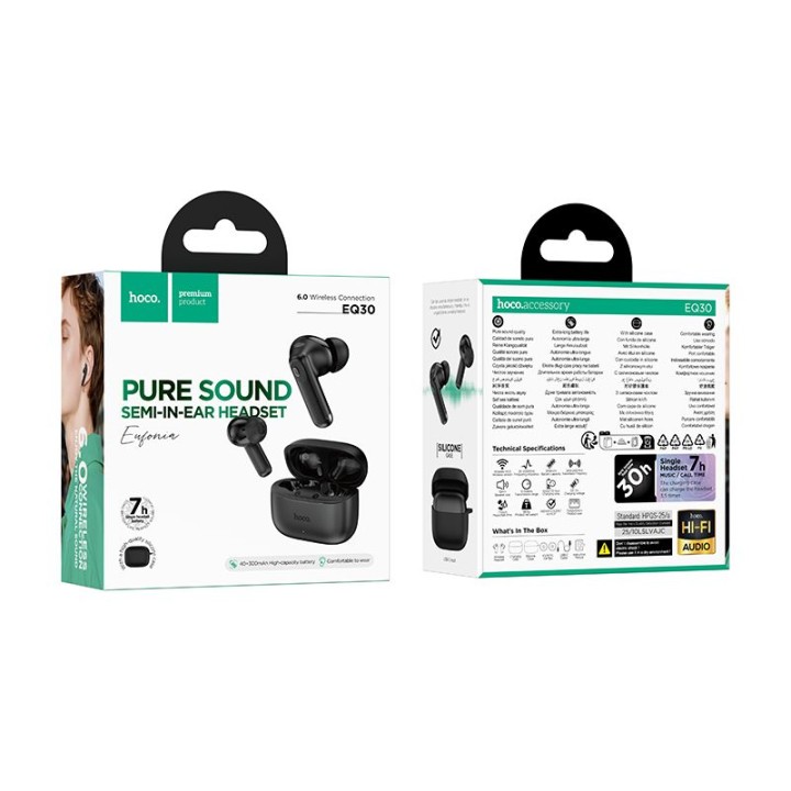 Wireless in-ear headphones Hoco TWS EQ30 black