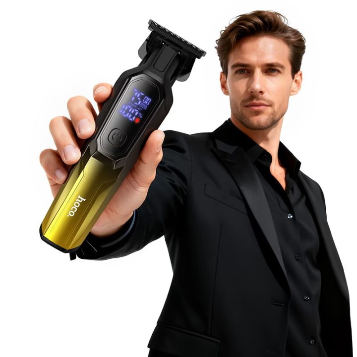 Hair clipper with display Hoco HP27 gold