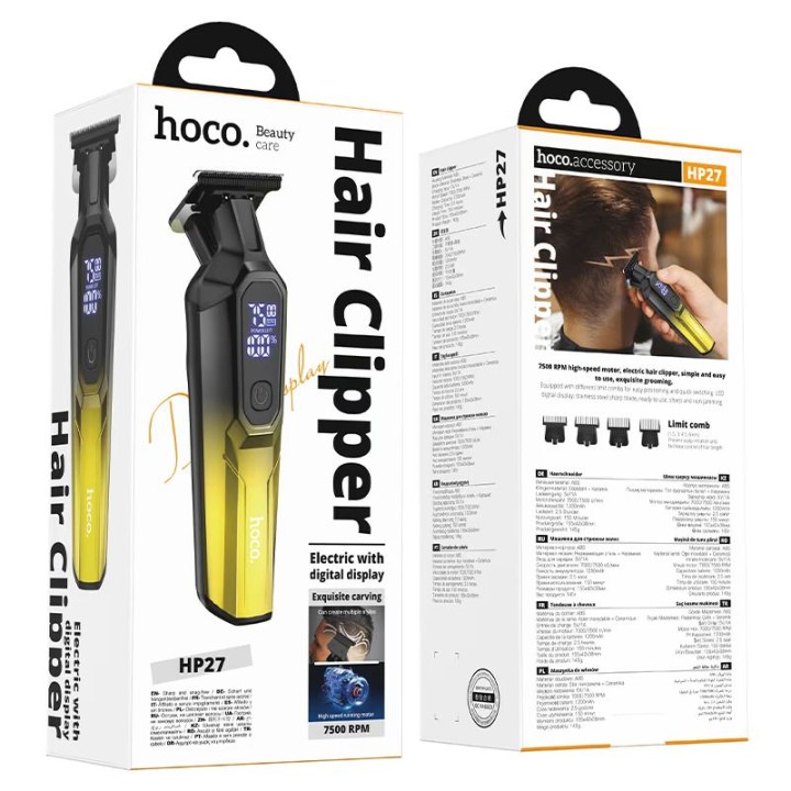 Машинка для стрижки волосся з дисплеєм Hoco HP27 золота