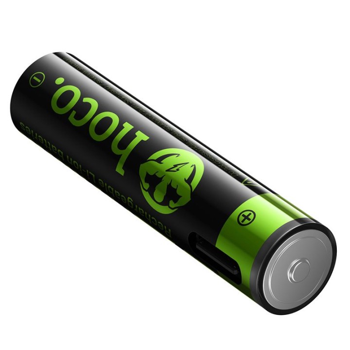 Rechargeable battery AAA R3 320 mAh with socket USB C + cable USB A for 2 x USB C 2 pcs Hoco JA4 black