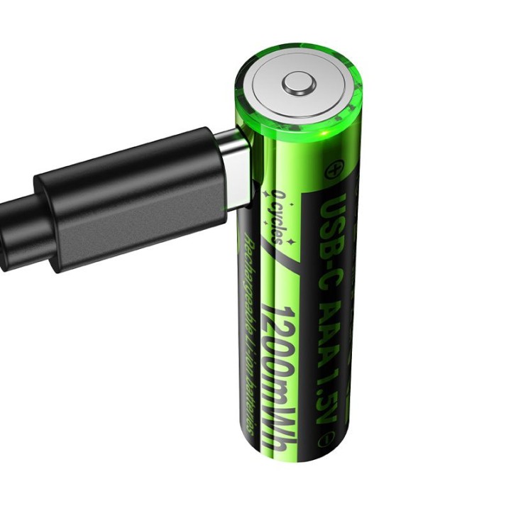 Rechargeable battery AAA R3 320 mAh with socket USB C + cable USB A for 2 x USB C 2 pcs Hoco JA4 black