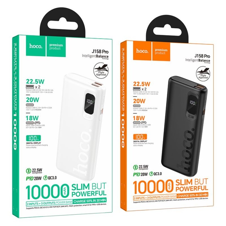 Повербанк Hoco 10000 mAh QC PD 2A 22,5W J158 Pro чорний