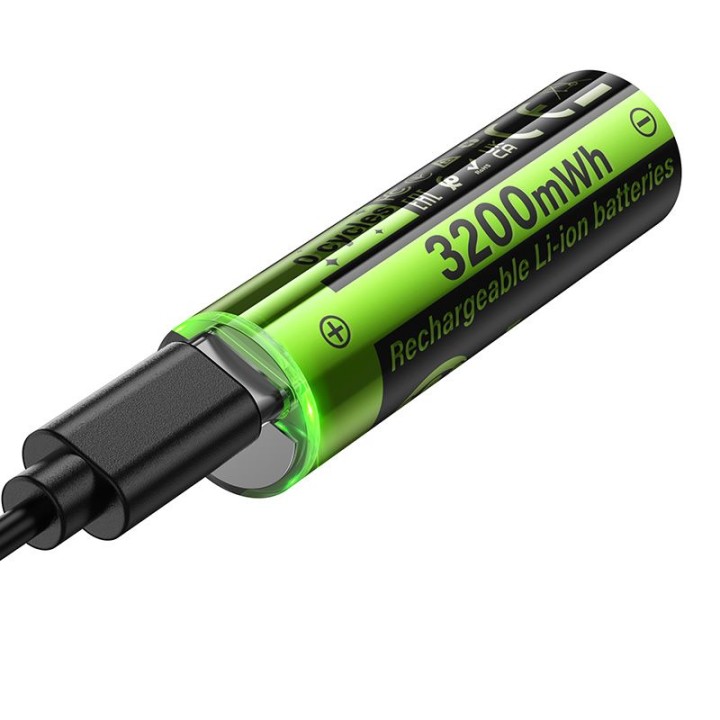 Перезаряжаемый аккумулятор AA R6 860 mAh с разъемом USB C + кабель USB A для 2 x USB C 2 шт. Hoco JA3 черный
