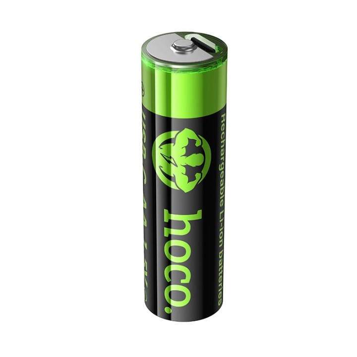 Rechargeable battery AA R6 860 mAh with socket USB C + cable USB A for 2 x USB C 2 pcs Hoco JA3 black