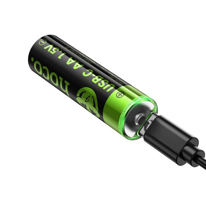 Rechargeable battery AA R6 860 mAh with socket USB C + cable USB A for 2 x USB C 2 pcs Hoco JA3 black
