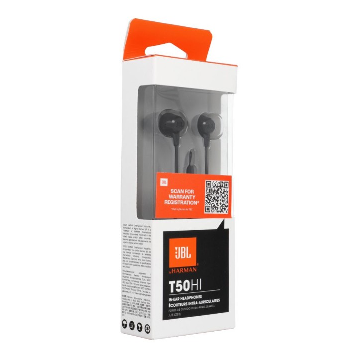Słuchawki przewodowe douszne Jack 3,5 mm z mikrofonem JBL T50HI 360 czarne