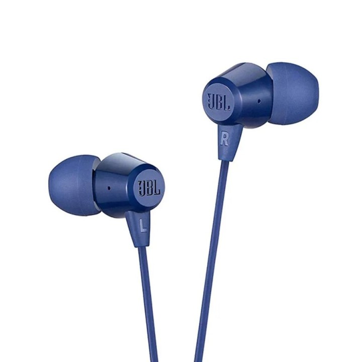Дротові навушники-вкладиші Jack 3,5 mm з мікрофоном JBL T50HI 360 сині