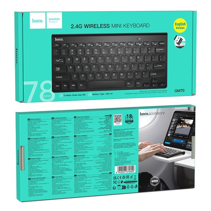 Wireless keyboard 2.4G QWERTY Hoco GM70 black
