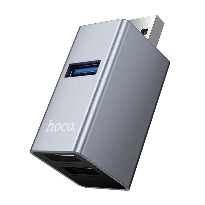Adapter 3-in-1 (USB 2.0 x 2+USB 3.0) USB-A Hoco HB54 grey