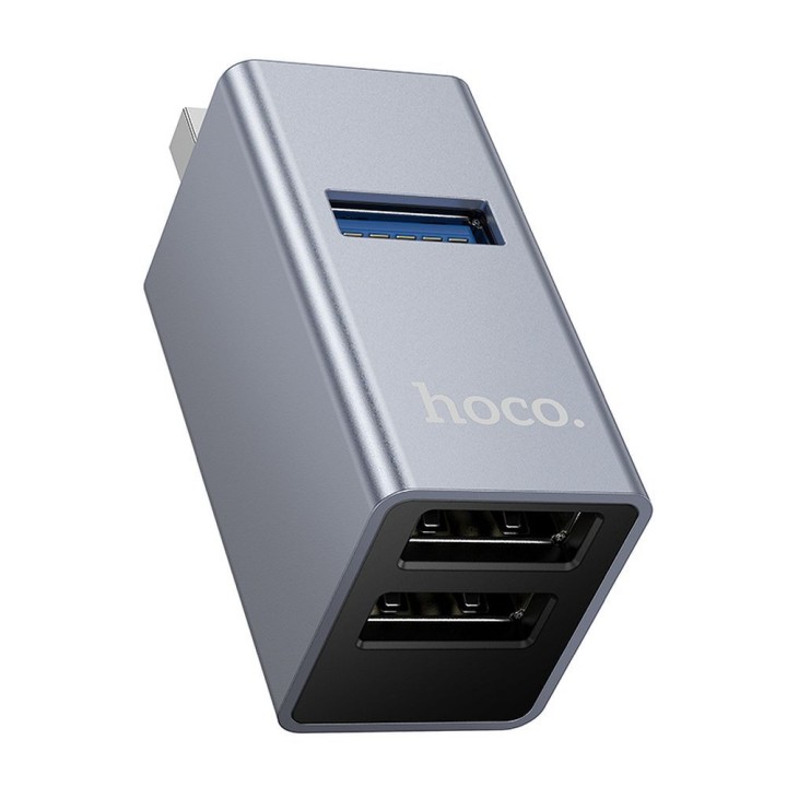 Adapter 3w1 (USB 2.0 x 2+USB 3.0) USB-A Hoco HB54 szary