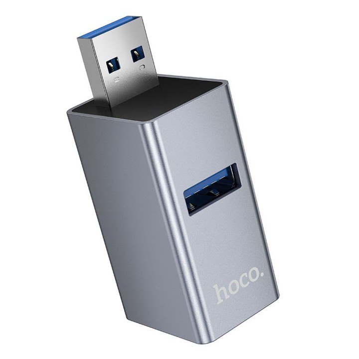 Адаптер 3 в 1 (USB 2.0 x 2+USB 3.0) USB-A Hoco HB54 сірий