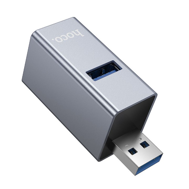 Адаптер 3 в 1 (USB 2.0 x 2+USB 3.0) USB-A Hoco HB54 серый