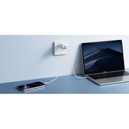 Ładowarka sieciowa do telefonu VEGER USB A + Typ C PD Super Charge PPS 100W + kabel Typ C do C 240W TR150 biała