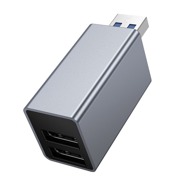 Адаптер 3 в 1 (USB 2.0 x 2+USB 3.0) USB-A Hoco HB54 серый