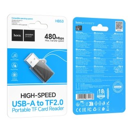 Кардридер TF 2.0 USB-A Hoco HB53 черный