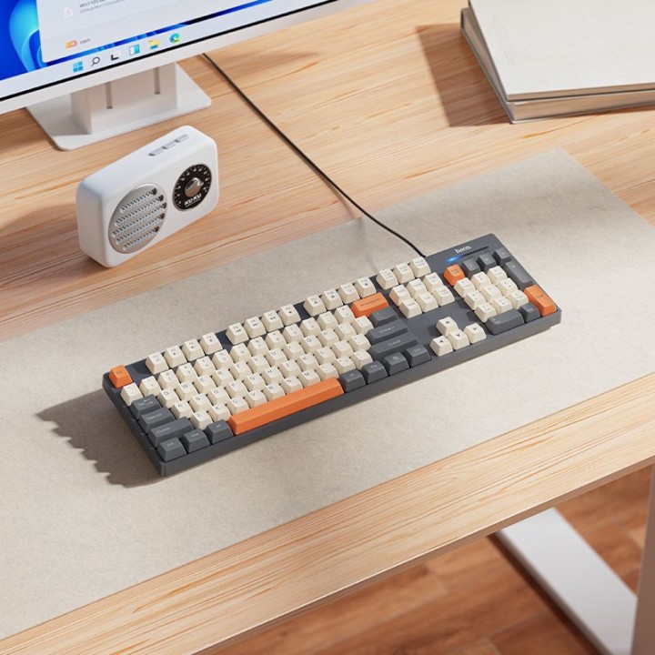 Wired keyboard QWERTY Hoco GM61 tricolor (white, grey, orange)