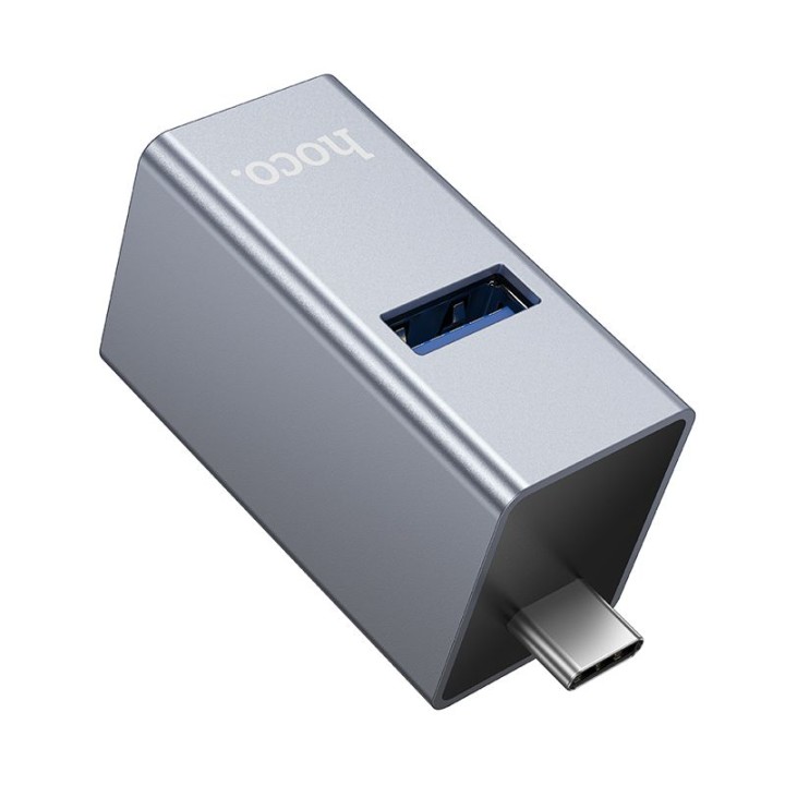 Adapter 3-in-1 (USB 2.0 x 2+USB 3.0) USB-C Hoco HB54A grey