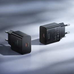 Wall charger for phone Hoco USB C QC PD 25W N76 black